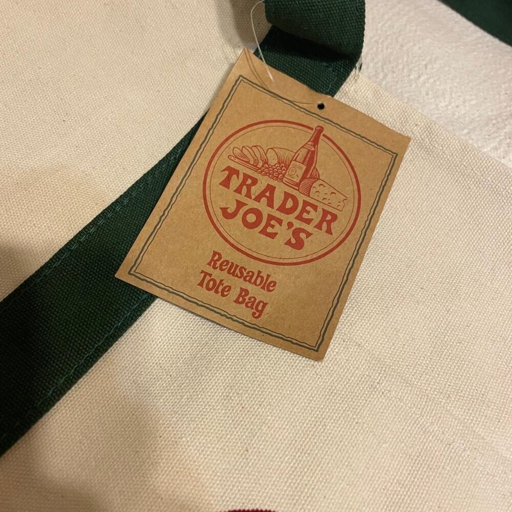 New with Tags! Set of 2: GREEN - Trader Joe's Large & Mini Canvas Totes - Picture 5 of 14